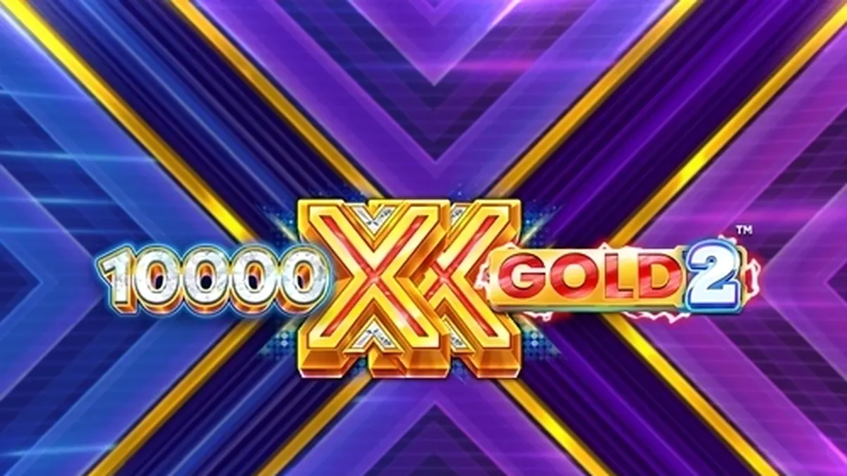 Interface vibrante do slot 10,000 X Gold 2 com multiplicadores em destaque
