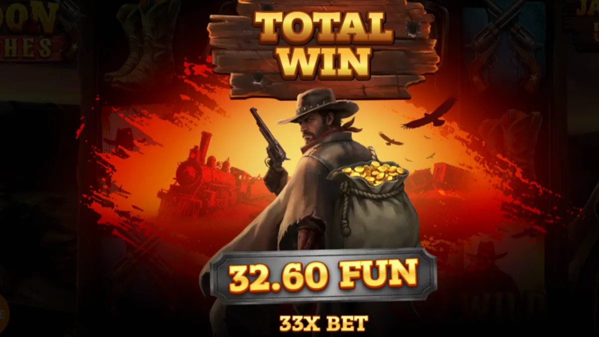 Interface do jogo High Noon Riches com temática de Velho Oeste